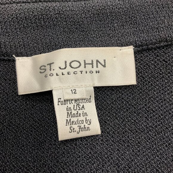 St. John Collection Navy Blue 2018 Button-Front Wool Knit Jacket - Picture 4 of 4